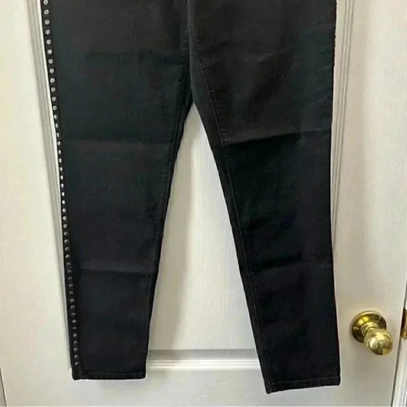 Evermore Skinny Jeans Side Studded Ankle Cropped Black Denim Size 29 7 - Picture 6 of 15